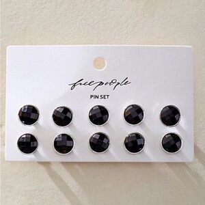 Free People Black Button Pin Set | NWT | 10-Piece